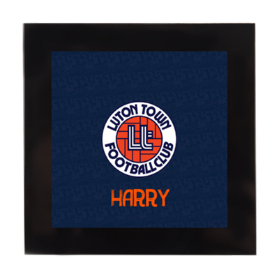 Luton Town Personalised Retro Crest Glass Coaster