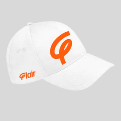 Unisex Beechfield Cap with Orange F and Flair Logo - WHITE