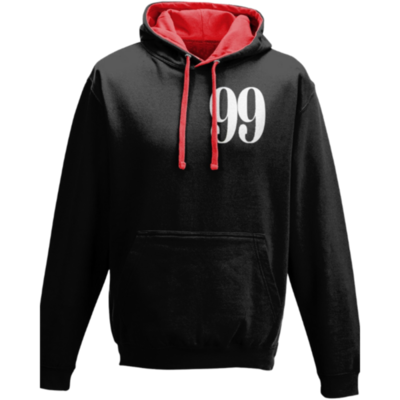 Flair Two Tone Varsity Hoodie with White Large 99 - Black-Red - Mens