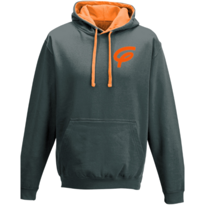 Flair Two Tone Varsity Hoodie with Orange F - Charcoal-Orange - Mens