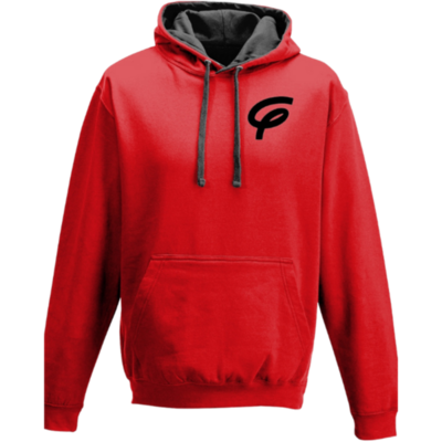 Flair Two Tone Varsity Hoodie with Black F - Red-Black - Mens