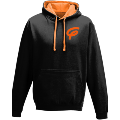 Flair Two Tone Varsity Hoodie with Orange F - Black-Orange - Mens