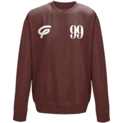 Flair Sweatshirt with White F and White 99 - Chocolate - Mens