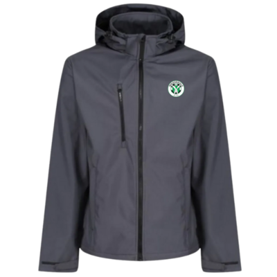 Mens 3 Layer Hooded Softshell Jacket - Grey/Black